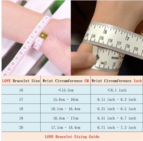 cartier love bracelet measurements.